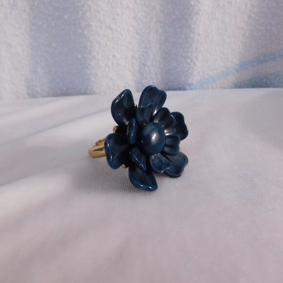 Ladies Pilgrim Navy Flower Designed Ring - Picture 2 of 6